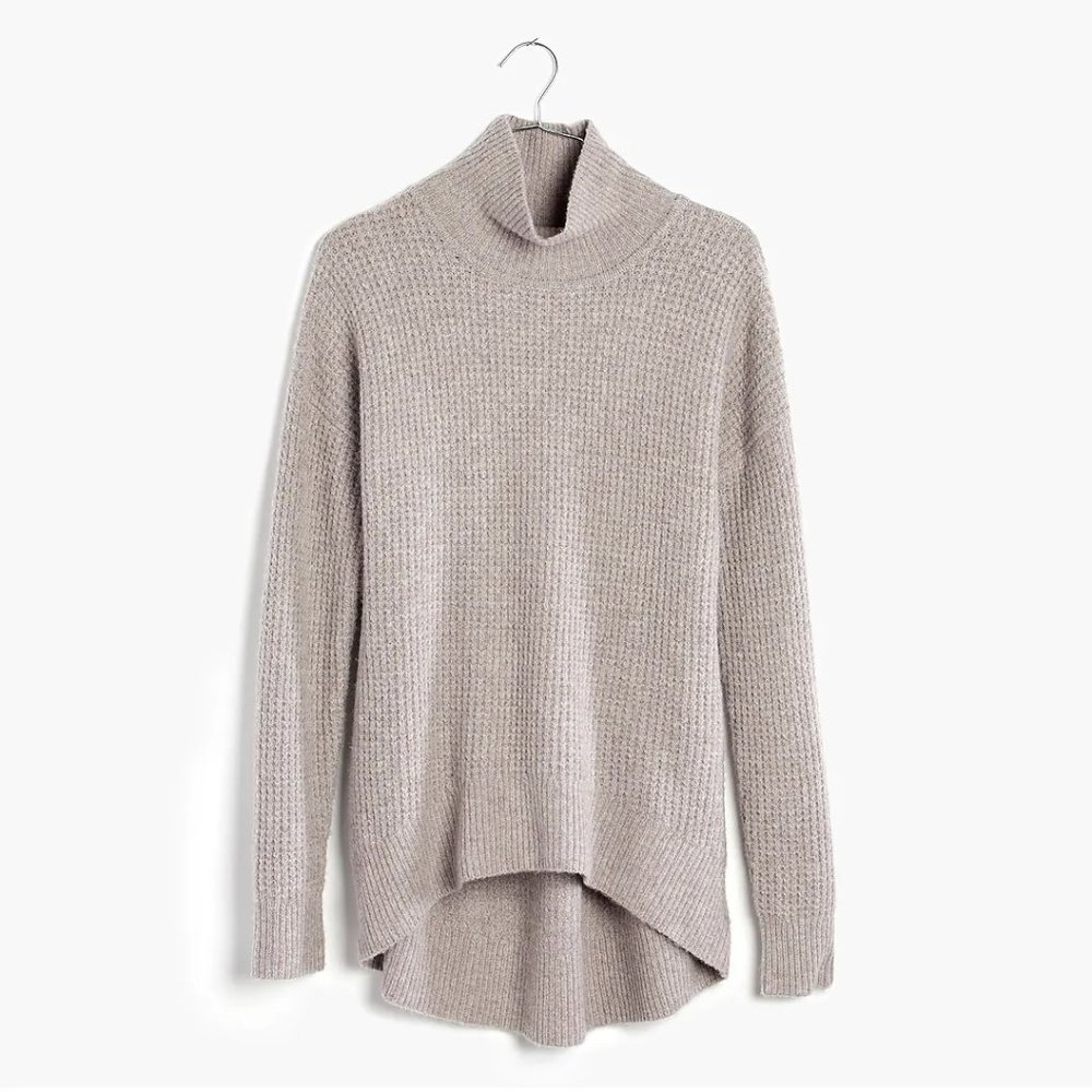 Madewell Wafflestitch Turtleneck Sweater Taupe